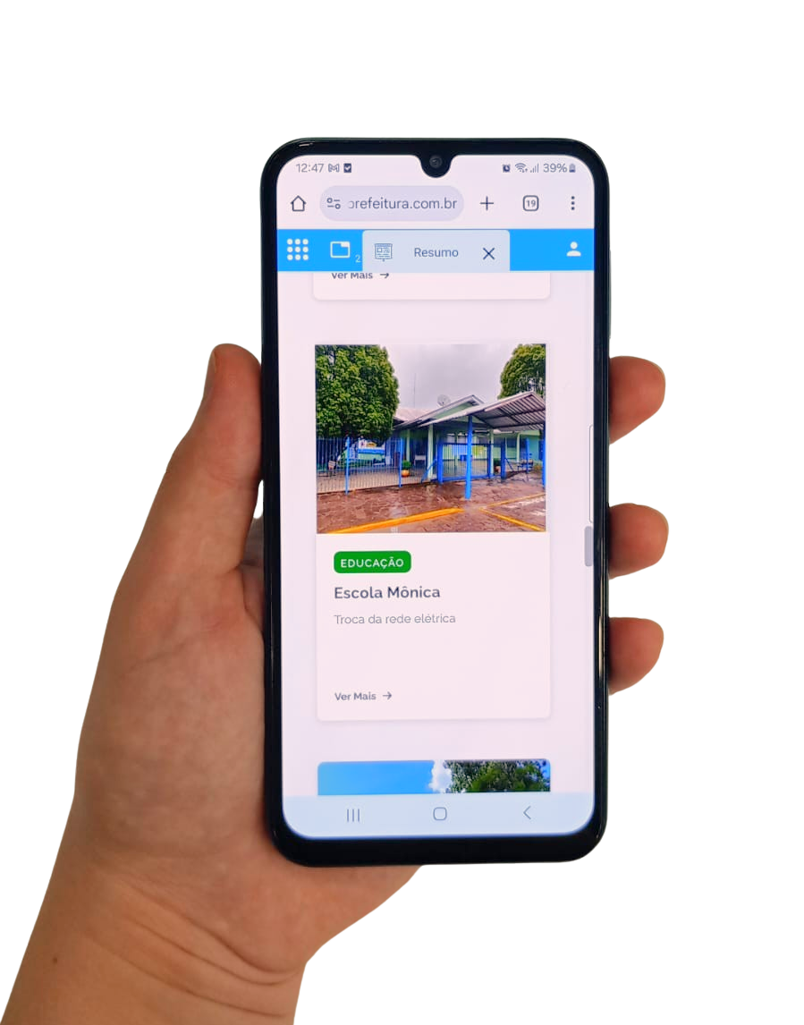 Aplicativo Sua Prefeitura em smartphone